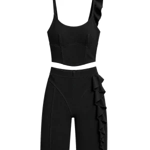 Ruffles Set – Biker Shorts & Top - Black