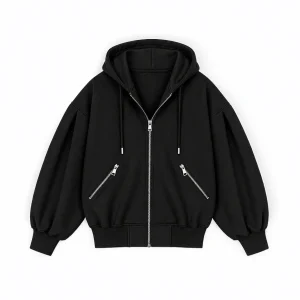 Oversized Zip Hoodie - Black